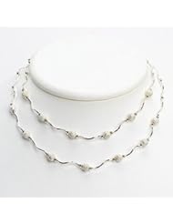 Sterling Silver Double Spiral and Laser Cut Bead Necklace QH1156-15"