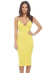 Sexy V-neck Plunging Neck Elastane/Polyester Bodycon Dress/Party Dress/Midi Dress 
