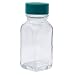 Vestil BTL-SW-G-1-CS Wide-Mouth Square Glass Bottle with Green Cap, 1-3/16" Length x 1-3/16" Width x 3" Height, 1 oz Capacity, Clear (Pack of 12)
