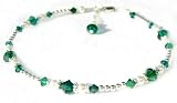 Damali .925 Sterling Silver Anklets Damali .925 Sterling Silver Anklets May SS Emerald Swarovski Crystal Ankle Bracelets -