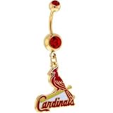 Major League Baseball Logo GOLD GEM Belly Ring - St Louis Cardinals