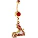 Major League Baseball Logo GOLD GEM Belly Ring - St Louis Cardinals