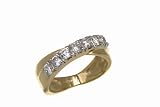 9ct Yellow Gold Ladies Half Eternity Crossover Stone Set Ring
