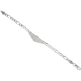 Sterling Silver Figaro Link Our Lady of Guadalupe 6 in. Baby Bracelet, 5/32 in. (4mm) wide