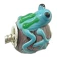 Believe Beads Lampwork Glass 'Freddie the Frog on a log' Charm Bead will fit Pandora/Troll/Chamilia Style Charm Bracelet.