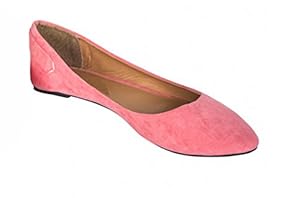Ladies Stunning and Versatile Coral Ballerinas with Metal Detail (Orange, US 10 - UK 8)