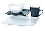 YO SQUARE BLACK & WHITE 16 PC DINNER SET