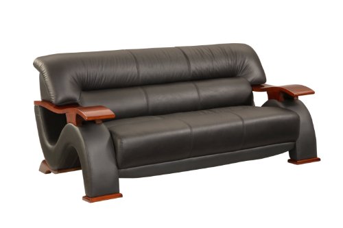 Global Furniture Parker Collection Leather Matching Sofa, 2033, Black