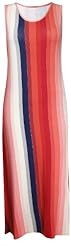 Plus Size Sleeveless Scoop Neck Viscose Vertical Stripe Maxi Dress 
