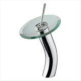 DreamLine Faucets DLFHD 711 Tall Waterfall Bathroom Faucet with Clear Glass Plate EY AR