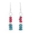 Ruby and Apatite Bead Dangle Earrings with Sterling Silver, #8098