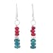 Dainty Ruby and Apatite Gemstone Bead Dangle Earrings with Sterling Silver, #8098