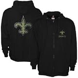 New Orleans Saints Black Touchback Full Zip Hoody Sweatshirt