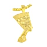Nefertiti.18k Yellow Gold Plated Queen Cut Charm 18 Steel Necklace Herringbone