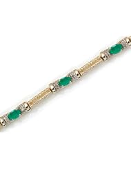 14k Yellow Gold Natural Emerald And Diamond Tennis Bracelet