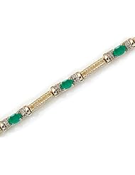 14K Yellow Gold Oval Emerald and Diamond Bracelet