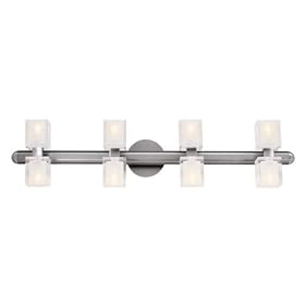 Access Lighting 23908-BS-FCL Astor 8 Light Bath Vanity Light in Brushed Steel with Inner... by Access Lighting