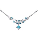 1.25 carats total weight Princess Cut and Round Shape Swiss Blue Topaz Multi-Gemstone Necklace in...