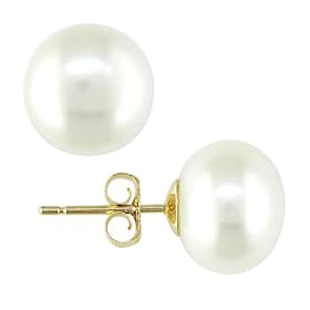 14K Yellow Gold 8-8.5mm Cultured Freshwater Pearl Stud Earrings