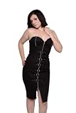 Switchblade Stiletto Bondage Corset Dress, Hobble Dress Black Zippered Club Dress, Full Zippered Front & Full Laced Up Back Corset Dress