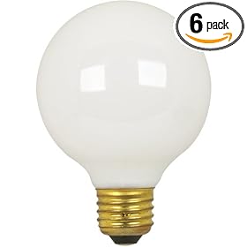 Feit Electric 60G25 W MP-130 60-Watt G25 Globe Bulb, White, 6 Pack by Feit Electric
