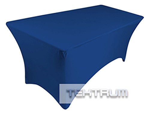 TEKTRUM 4 FT LONG RECTANGULAR STRETCH TABLECLOTH DJ JACKET COVER FOR TRADE SHOW - PREMIUM FABRIC - BLUE COLOR