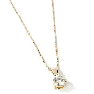 14K Gold Moissanite Pendant w/ Chain
