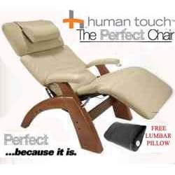 The Human Touch Power Electric Perfect Chair Recliner - PC95 PC-095 Walnut Recline Wood... by The Human Touch Power Electric Perfect Chair Recliner - PC95 / PC-095 Walnut Recline Wood Base Ivory Leather Pads - Interactive Health Zero Anti Gravity Chair