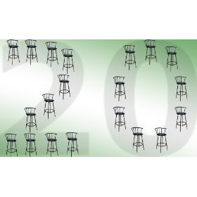 MAN CAVE Set of 20 Black Metal 29 Swivel Barstools by The Furniture Cove
