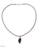 Coconut shell pendant necklace, 'Brown Seashell'