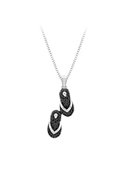 Black Diamond "Flip Flop" Pendant with Chain in Sterling Silver (1/10 cttw)