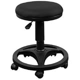 Black Ergonomic Stool with Foot Ring [WL-905DG-GG]
