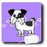 Janna Salak Designs Dogs - Cute Black and White Shih Tzu Blue with Paw Prints - Mouse Pads