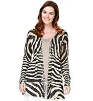 Plus Open Front Animal Print Cardigan with Linen