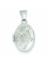 Genuine 14K White Gold White Gold Polished Butterfly Oval Locket 0.5 Grams Of Gold 100% Satisfaction Guaranteed.