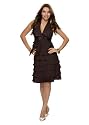 Elegantes Cocktailkleid, Chiffonkleid im Neckholder Stil, knielang, mit Schleife, Farbe braun
