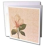 PS Vintage Flowers - Magnolia with script vintage floral - Greeting Cards-6 Greeting Cards with envelopes