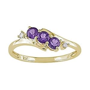 10k Gold and Diamond Amethyst Ring by