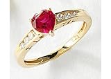 10KT Creat Ruby & Cubic Zirconia Heart Ring Size 7 10KT GOLD