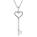 1/8 CT Black Diamond Key Pendant In Sterling Silver With 18 Inch Chain