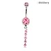 14G 3/8 Pink Gems & Dangle Curved Barbell