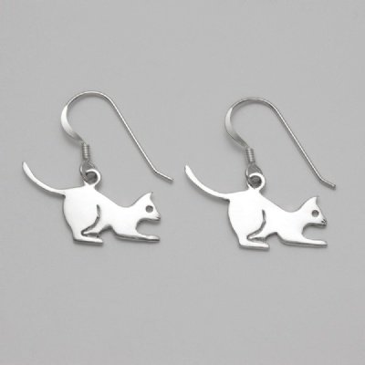 Flat Stalking Cat Earrings