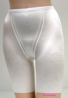 Art-Beau 2 PK Ivory Satin SEAMLESS Long Girdle #3664 sz S L