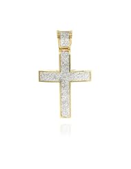 1.50 Carat Diamond Dome shape Cross Big Pendant in 14k Yellow gold