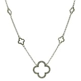 Sterling Silver Cubic Zirconia Clover Necklace - 18''