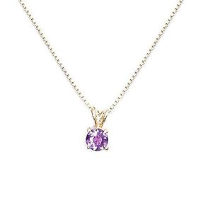 18kt Gold over Sterling Silver Amethyst Pendant on 16in Chain Necklace -... by Amethyst Necklaces