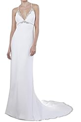 Sexy V-neck 2015 Chiffon Halter Natural   Waistline Sheer Backless Evening Dress 