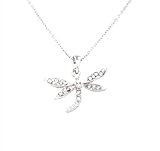 Crystal Dragonfly Silver Pendant Necklace