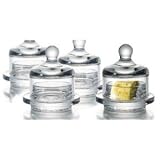 Essential Home Set of 4 Round Butter Dish Sets with Lids