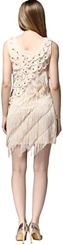 Fairytown Roaring 1920s Flapper Gatsby Dress Beaded Flower Fringe Cocktail Latin